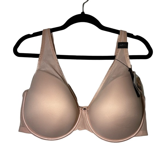 NEW with tags Sexy Sheer Mesh Plus Size Plunge T Shirt Bra 42DDD Blushing Rose - Picture 3 of 9
